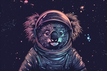 Poster - A cute koala bear wearing a space suit. Perfect for science fiction projects