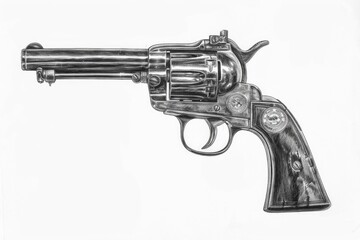Poster - Illustration of a revolver on a plain white background. Suitable for crime and security concepts