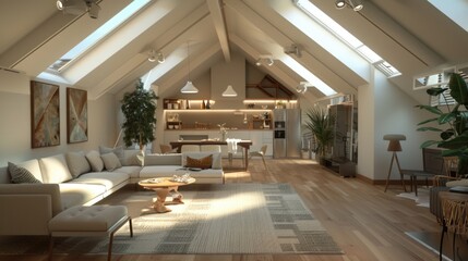 Poster - A spacious living room with abundant natural light, ideal for interior design concepts