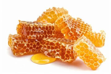 Poster - Fresh honeycomb with a slice of lemon, perfect for food and beverage concepts