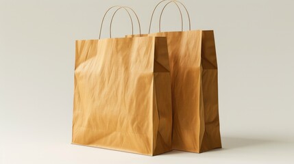 Aufkleber - Two brown paper bags sitting side by side. Suitable for various business and eco-friendly concepts