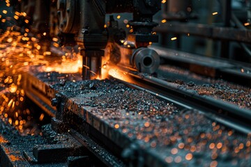 Poster - Close up of a machine emitting sparks, suitable for industrial concepts