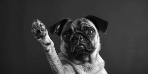 Aufkleber - A cute pug dog captured in black and white. Perfect for pet lovers