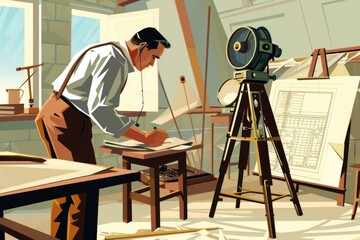 Poster - A man posing in a photo studio, suitable for photography concepts