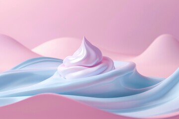 Poster - Close up shot of whipped cream on a pink background. Ideal for food and dessert related concepts