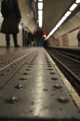 Poster - People walking on a bustling train platform, suitable for transportation concepts