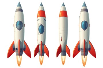 Aufkleber - Three rockets sitting next to each other, suitable for space or technology concepts