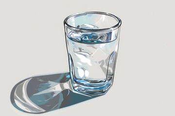 Poster - A simple glass of water on a table, suitable for various concepts and designs
