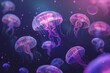 A group of jellyfish floating in the water. Suitable for marine life concepts