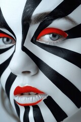 Poster - Close up of a person with a painted face. Suitable for makeup or artistic concepts