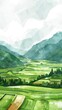 Illustration of rice field landscape outdoors nature