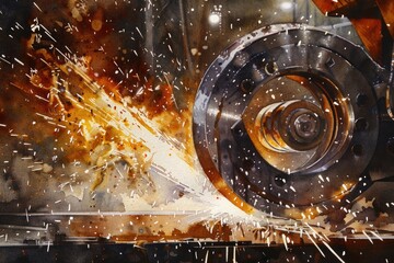 Poster - Close up of a machine emitting sparks, suitable for industrial concepts