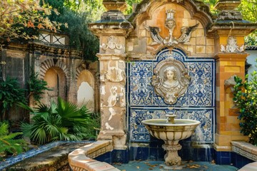 Poster - A statue in the center of a fountain. Ideal for architectural projects