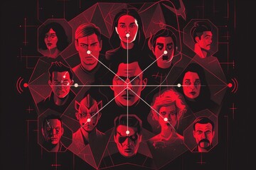 Poster - Group of people standing in a circle, team unity concept. Suitable for team building materials