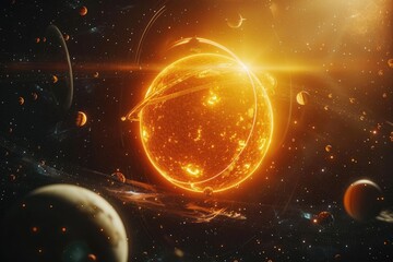 Poster - A stunning image of planets and stars in space. Perfect for science or astronomy related projects