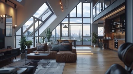 Poster - A bright and spacious living room with plenty of natural light. Perfect for home decor or real estate concepts