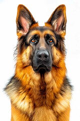 Wall Mural - Close up of German Shepherd's face with orange and brown fur on his snout.