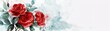 A bouquet of red roses appears vivid against a white watercolor background, symbolizing deep affection, kawaii