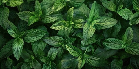 Poster - Close up of a bunch of green leaves, perfect for nature backgrounds