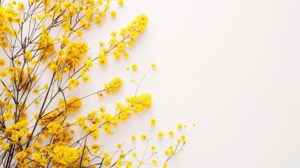 Poster - Bright yellow flowers contrast against a clean white background. Perfect for spring or nature themes