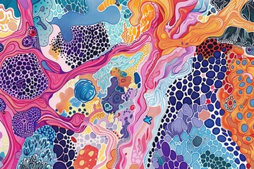 Poster - Vibrant painting with a variety of different colors. Perfect for adding a pop of color to any project