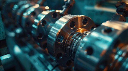 Poster - Detailed view of machine with metal parts, suitable for industrial concepts