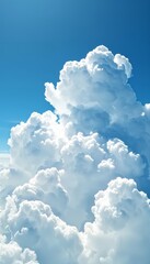 Poster - Tranquil panoramic view of clear blue sky with fluffy clouds perfect for background use