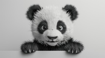 Poster - A black and white photo of a panda bear, suitable for various projects