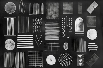 Poster - Collection of various objects in black and white, versatile for multiple uses