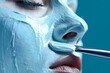 Gently Applying a Mask to Your Nose and Chin Can Help Unclog Pores and Remove Impurities. Concept Skin Care, Self-Care, Beauty Tips, Facial Treatments, Clear Skin