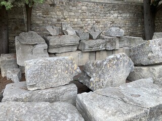 Ancient Roman architecture Emperor Augustus amphitheatre 1 century BC  Arles, France UNESCO World Heritage archaeological site
