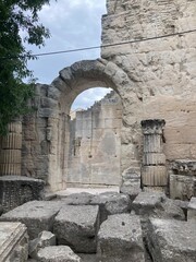 Ancient Roman architecture Emperor Augustus amphitheatre 1 century BC  Arles, France UNESCO World Heritage archaeological site
