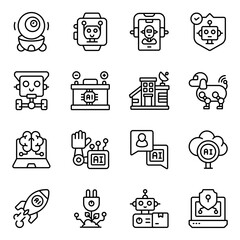 Wall Mural - Set of Futuristic Technology Linear Icons 

