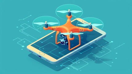 Wall Mural - Smartphones and Devices: A vector graphic of a drone with a camera