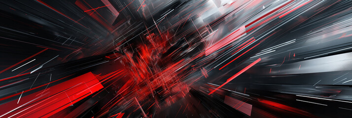 Wall Mural - Technological abstract in red and black with overlapping diagonal lines