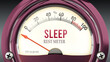 Sleep and Rest Meter that hits less than zero, showing an extremely low level of sleep, none of it, insufficient. Minimum value, below the norm. Lack of sleep. ,3d illustration
