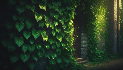 Wall Mural - green ivy on wall