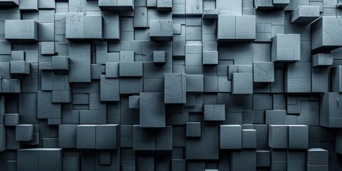 Wall Mural - A wall made of gray blocks with a gray background
