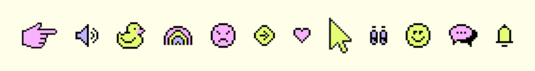 Aufkleber - Retro Y2k Trendy stickers pack in pixel art. Isolated icons. Digital vintage game style. 8 bit abstract shapes. Simple Graphic elements 