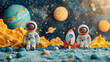 Two toy astronauts on planet surface. Generative AI