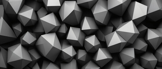 Wall Mural - Abstract, 3D, grey and black wallpaper of lines and geometric polygon shapes, light and shadow