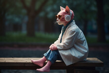 A Cat Listening To Music!