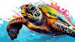 Abstract Colorful Illustration of a Turtle on a White Background