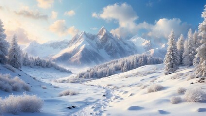 Canvas Print - winter mountain landscape