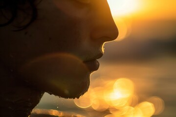 Fototapete - The image depicts abstract bokeh effect of golden sunlight reflecting off a blurred background