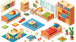 the interior of the nursery in the isometric. children