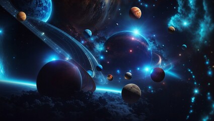 Wall Mural - Space Glow: A Fantasy Planet Illuminated by StarlightSpace Glow: A Fantasy Planet Illuminated by Starlight