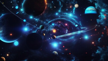Wall Mural - Space Glow: A Fantasy Planet Illuminated by StarlightSpace Glow: A Fantasy Planet Illuminated by Starlight