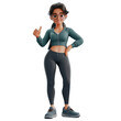 Happy woman in fitness cloths cartoon character