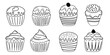 Cupcakes doodle sketch isolated on white background